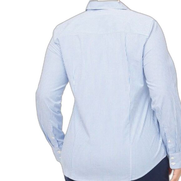 J. Crew Blue White Striped Cotton Poplin Hidden Button Signature Fit Shirt Sz 8 - Picture 2 of 15